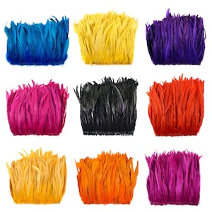 6-10 Inch ROOSTER COQUE Fringe Feathers Many Colors for Trim Costume Craft Halloween DIY Hats Design