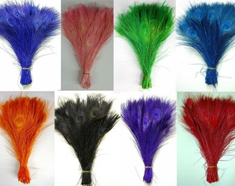 BLEACHED PEACOCK Tail Feathers 10-12" in Many Various Colors! for Costume Halloween Home Decor Vases Bridal Wedding Centerpieces Craft DIY