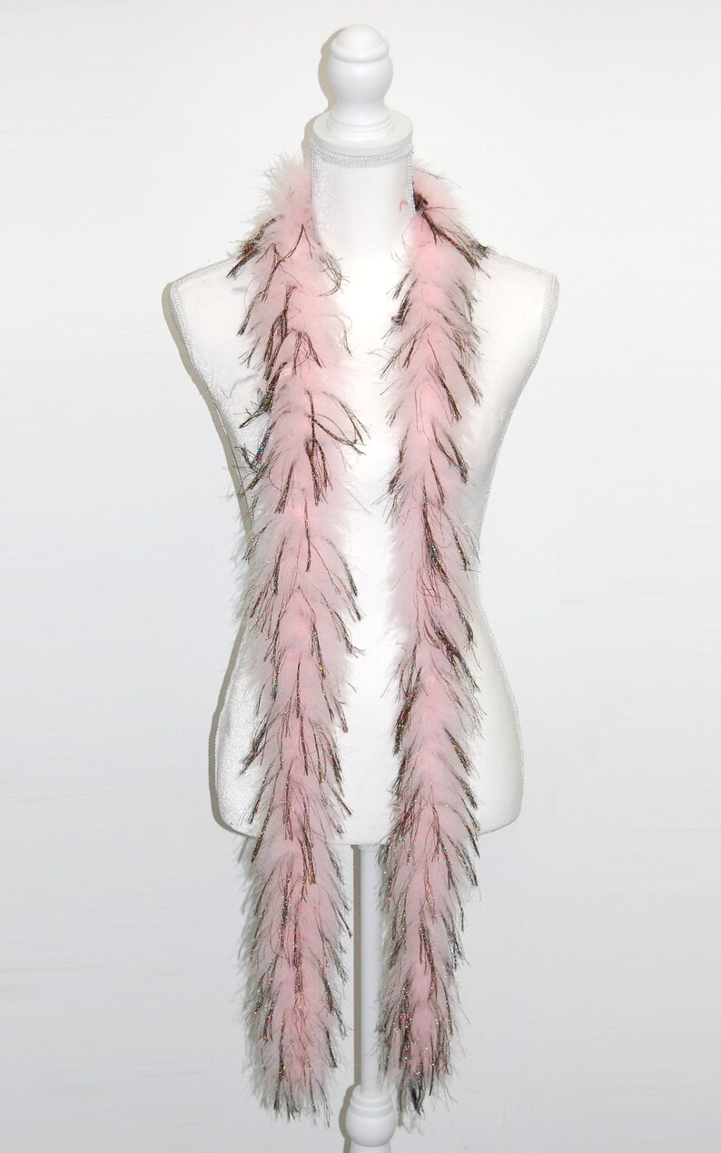 22 Gram Marabou FEATHER Boa 72 LIGHT PINK W/ Black Lurex Etsy