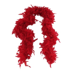 RED 80 Gram Chandelle Feather Boa 72&quot; Length for Halloween Costume Mardi-Gras Bachelorette Craft