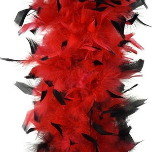 80 Gramm Zweifarbige Chandelle Boa 72&quot; ROT / SCHWARZ Tipps für Halloween Kostüm Bastel-Junggesellinnen-Party