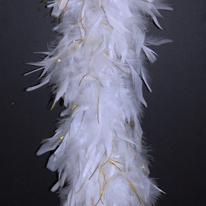 Chandelle Boa BRANCA 80 Gramas com LUREX DOURADO: Halloween/Traje/Mardi-Gras