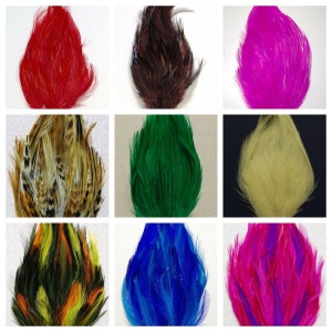Feather HACKLE PADS in 50+ Various Colors 3-6&quot; in Height for Craft Costume Millinery Trim Halloween Hats DIY Costume Design