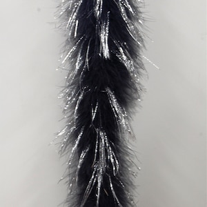 22 Gram Marabou FEATHER Boa 72&quot; BLACK w/ Silver Lurex