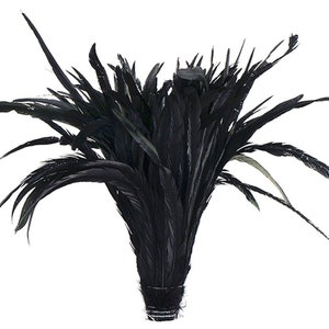 Black ROOSTER Coque 14-18&quot; Irridescent FEATHERS for Halloween Costume Craft Bridal DIY Theater Hats