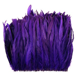 50 Pcs Purple ROOSTER COQUE Fringe 6-10" in Height Feathers for Trim Costume Craft Halloween DIY Hats Design