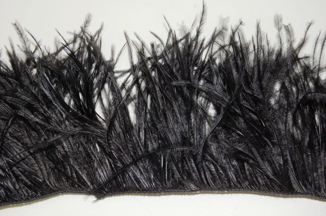 36 Strip of OSTRICH Feather Fringe MIDNIGHT BLACK - Etsy