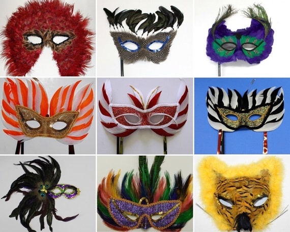 Maskerade Maske Mit Federn – Karneval, Halloween, Cosplay Party Maske Aus Kunststoff & Federn