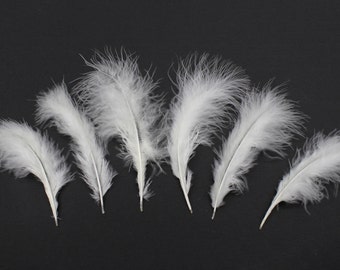 30 Pcs MARABOU PLUMAGE Feathers 2-5" Color : WHITE for Crafts / Halloween / Costume / Hats