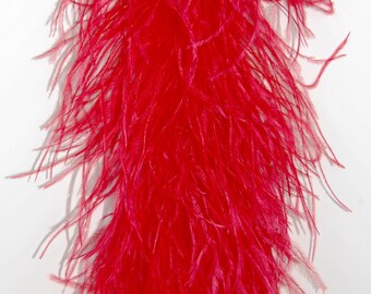 2 Ply BRIGHT RED Ostrich Feather Boa 2 Yards for Halloween Costume Craft Bachelorette Theater Design