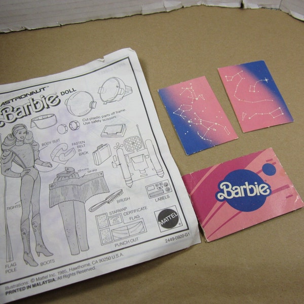 Astronaut Barbie Instructions and Maps lot orig vtg 1985 Mattel