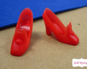 Barbie Pilgrim Shoes translucent red chunky 70s vintage Mattel Korea