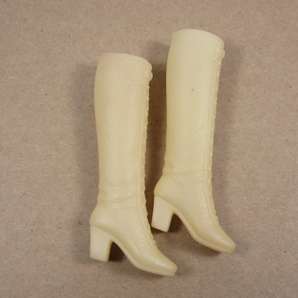 Barbie off-white cream squishy Lace Up Boots Shoes Original Vintage Mattel Korea