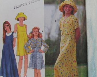 7225 UNCUT Simplicity SEWING Pattern Girls Dress Jumper Jacket Hat Easter VTG FF