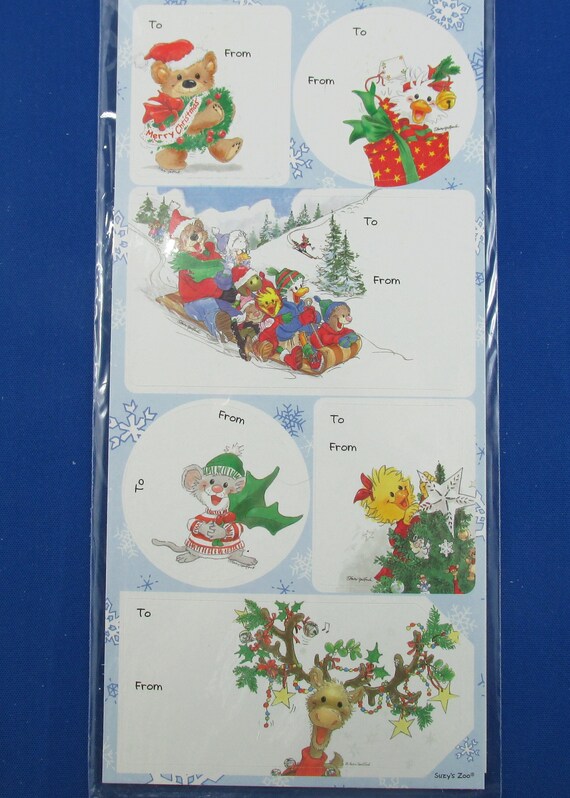 Suzy's Zoo Christmas Sticker Gift Tags 12 Tags in Sealed Etsy