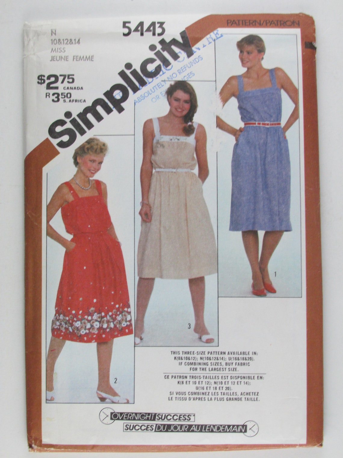 Simplicity 5443 Misses Pullover Sundress Sewing Pattern Uncut | Etsy