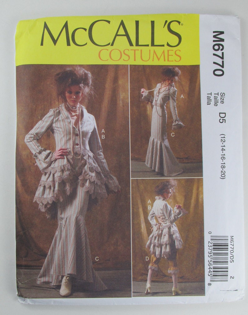 McCall/'s 6770 Misses Jacket Skirt /& Pants Costumes Sewing Pattern Uncut Sizes 12 To 20 BustleCapelet