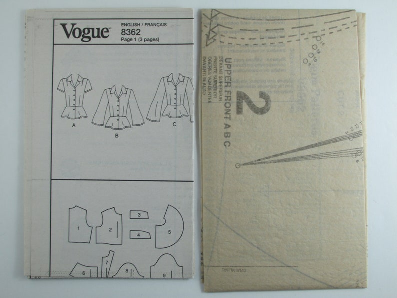 Vogue 8362 Misses/'Misses/' Petite Blouse Sewing Pattern Pattern Size 8-10-12-14 Uncut