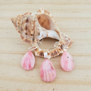 Carved Pink Opal Teardrop Pendant and Earring Set