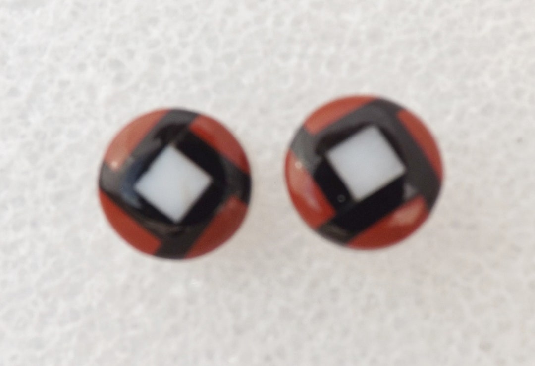 Red Jasper,onyx, and Mother of Pearl Inlay Post Earring - Etsy