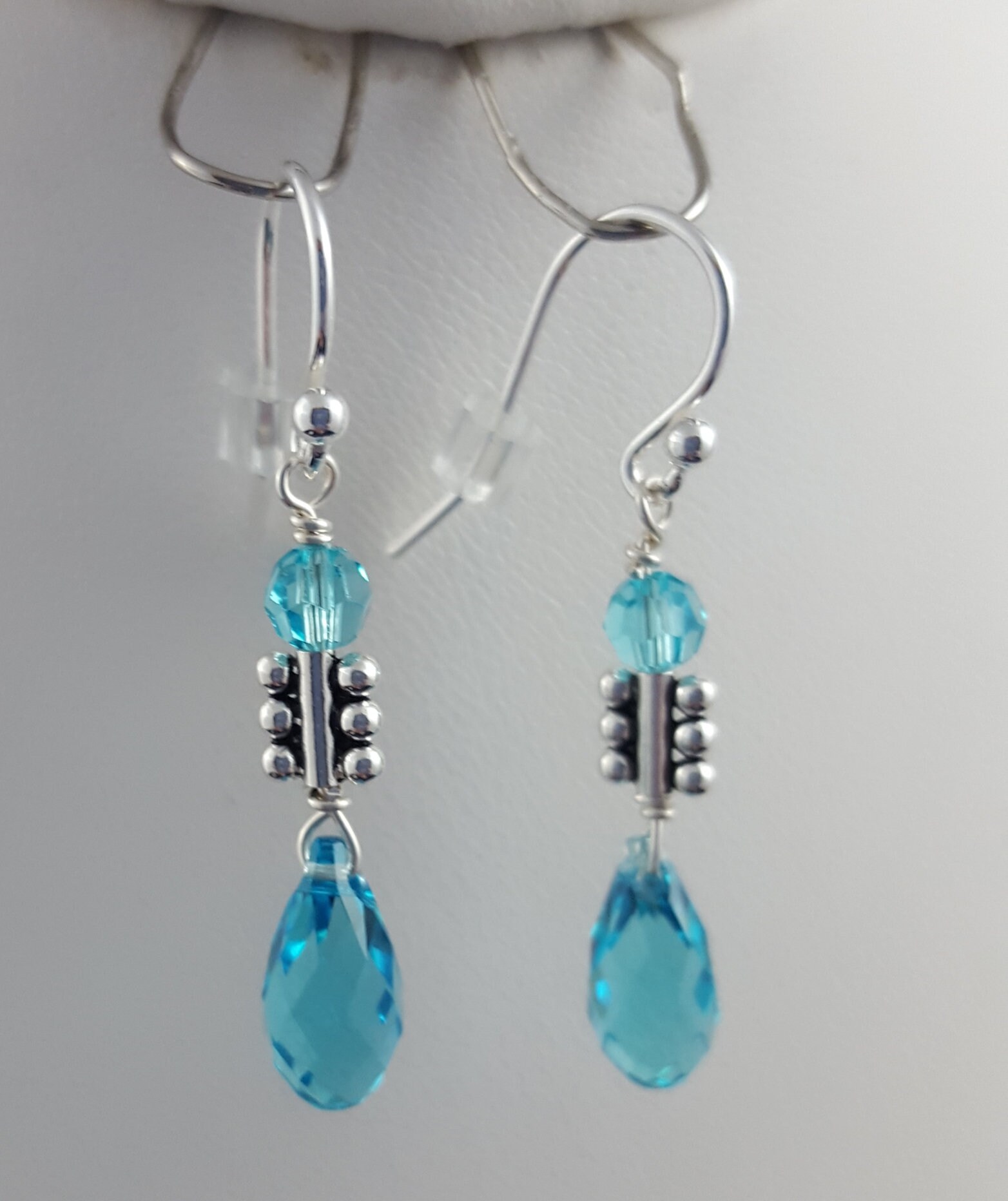 Türkis, Swarovski-Kristall, Sterling Silber Halskette, Armband & Drop Ohrringe Set