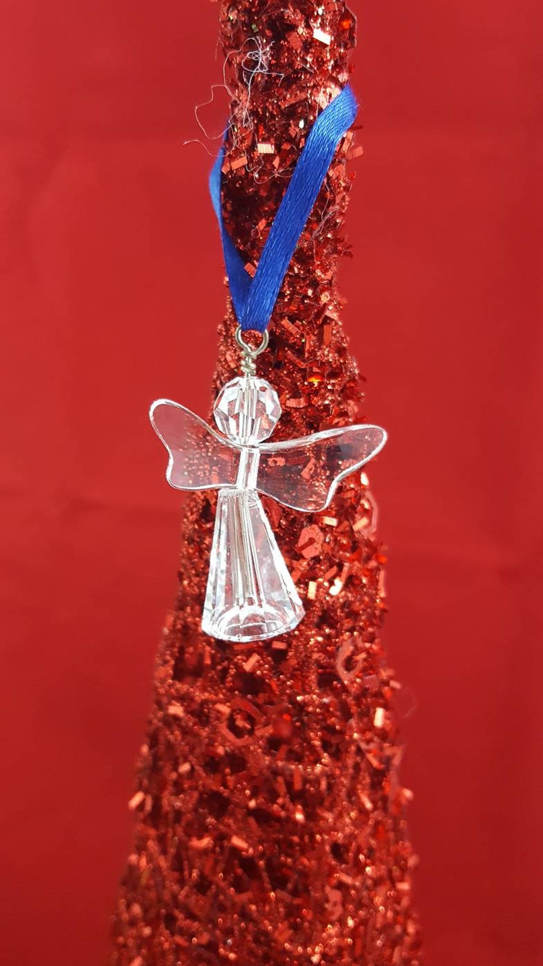 Swarovski Angel Ornament With Asymmetrical Wings and a Satin Ribbon Etsy