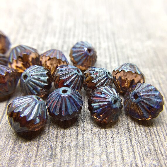 Lot de 10 Perles Tchèques Cœur en verre 10mm Topaze Marron