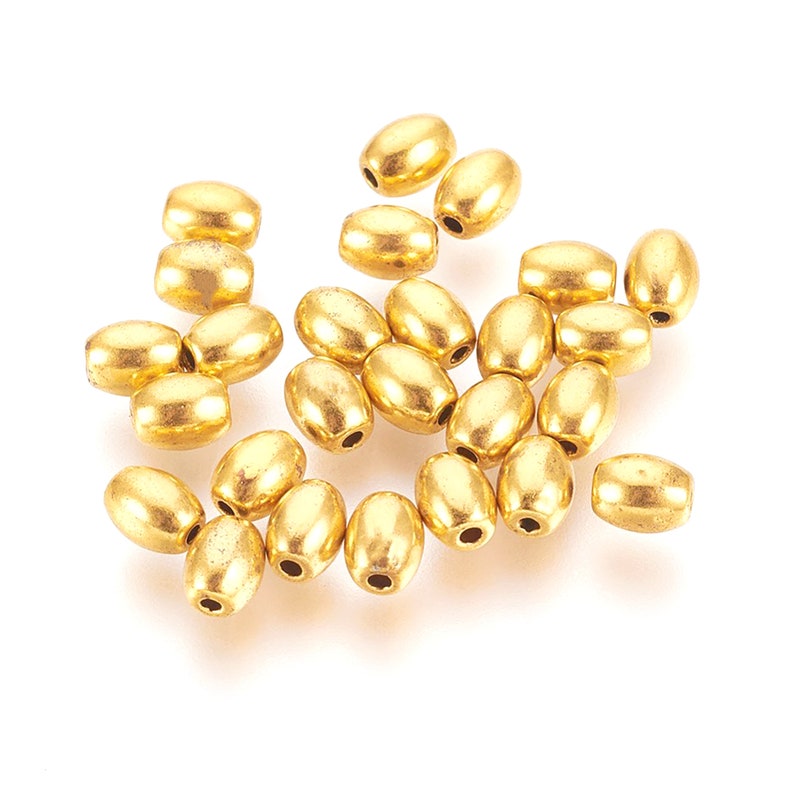 50 Gold Rice Beads Golden Oval Beads Small Barrel Beads Etsy