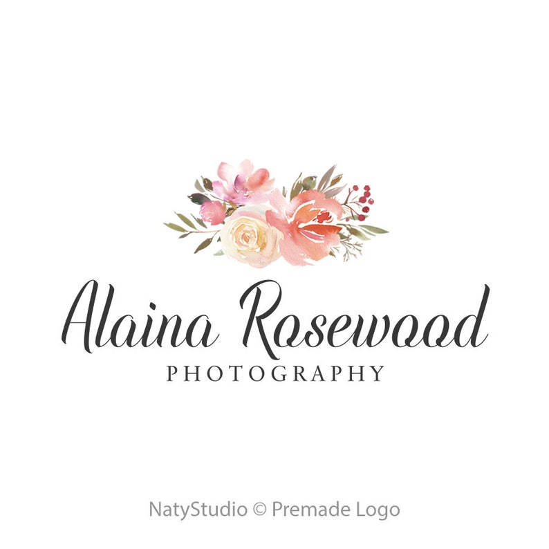 Flower Logo Premade Logo Design Modern Logo Rose Logo Small Etsy