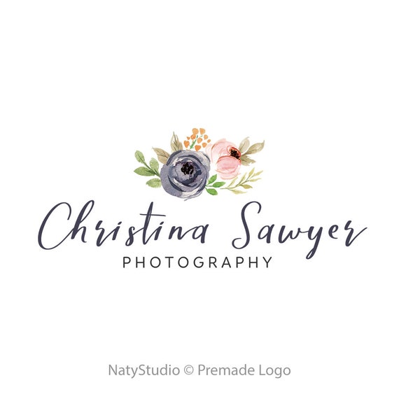 Watercolor Logo Premade Logo Design Floral Logo Boutique Logo Etsy