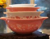 1950 39 s Vintage Pyrex Pink Gooseberry 4pc. Cinderella Bowl Set