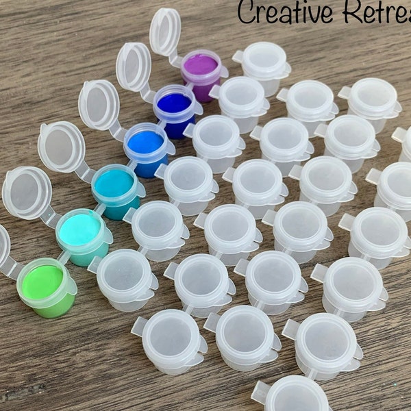 36 x 5 ml empty plastic paint pots (6 strips)/containers for storing acrylic paint for painting, dot art painting and stone painting