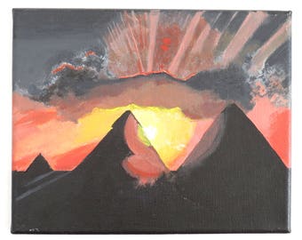 Pyramids Painting, Egyptian Landscape Painting, Esoteric Art, Small Original Acrylic Painting, Egypt Painting, Sunset Art, Silhouette Art