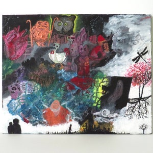 Surrealist Collage Painting, Large Original Canvas Painting, Canvas Street Art Painting, Aesthetic Graffiti Art, Psychedelic Trippy Painting