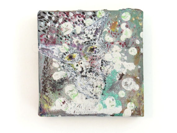 Graffiti Art Canvas Painting, Baphomet Art, Street Art Original Painting, Abstract Faces, Free Spirits, Mixed Media 4x4 Painting, Grunge Art