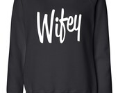 Wifey shirt, wifey black off-shoulder slouchy sweater, wideneck, bride to be dolman sweatshirt, Wifey off shoulder shirt, bride gift shirt