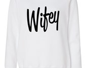 Wifey shirt, wifey white off-shoulder slouchy sweater, wideneck, bride to be dolman sweatshirt, Wifey off shoulder shirt, bride gift shirt