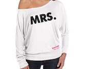 MRS. one shoulder shirt White shirt , Bride off shoulder shirt, Bridal shower gift, Bridal shower, bridesmaid gifts, unique bridesmaids gift