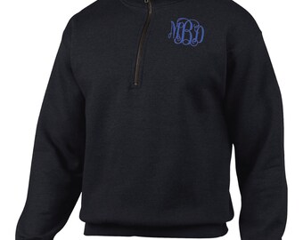 SALE - Monogrammed Sweatshirt - Quarter Zip Pullover - 7 Colors