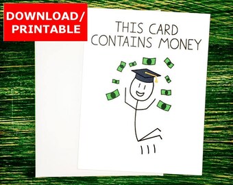 PRINTABLE Graduation Card Funny Jumping Grad Printable Funny Graduation Cards for Money Holder Digital Card Last Minute Funny Card Download
