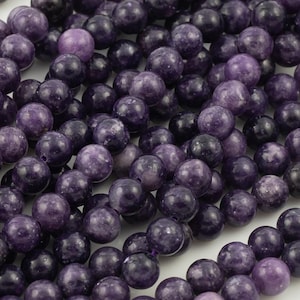 Natural Purple Mica Lepidolite Beads Intense Purple High Quality Round 4mm 6mm 8mm 10mm 12mm 15.5 inch Strand AAA Quality