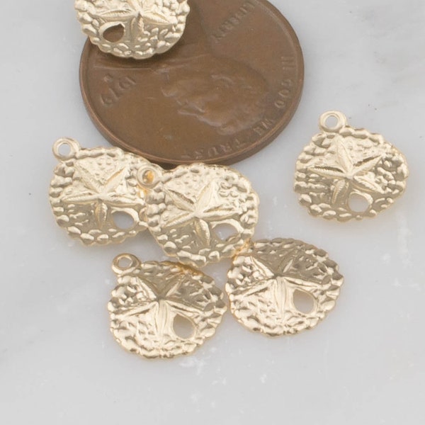 Gold Filled Sand Dollar Sanddollar Charm- 14/20 Gold Filled- USA Product-10mm- 1 piece per order
