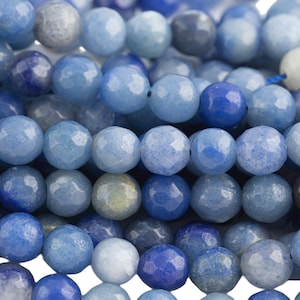 Natuurlijke blauwe aventurijnkralen gefacetteerd rond hoge kwaliteit 4 mm, 6 mm, 8 mm, 10 mm, 12 mm - volledige streng 15,5 inch streng edelsteenkralen van AAA-kwaliteit
