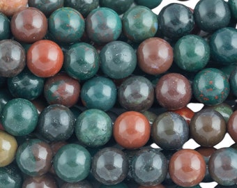 Natural Real Genuine Bloodstone 4mm 6mm 8mm Smooth Round Beads Superior Quality~ 100%  Bloodstone Full 15.5" Strand Gemstone Beads