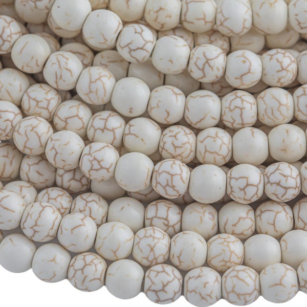Perles de magnésite blanches, turquoises, rondes 16 pouces sur fil 4 mm, 6 mm, 8 mm, 10 mm, 12 mm, 14 mm, 16 mm, pierres gemmes lisses