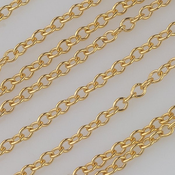 1.3mm -1.5mm Thicker version Gold-filled Chain by the foot or 10