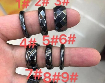 Hematite Ring Hematite Ring Hematite Rings Basic Ring Band Hematite Band Ring Bands Hematite Bands Jewelry Faceted Size 5 6 8 7 9 10 mm01