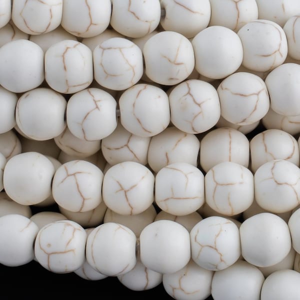 Natuurlijke witte matte magnesiet ronde 6 mm, 8 mm, 10 mm, 12 mm-volledige streng 15,5 inch strand-edelsteen kralen