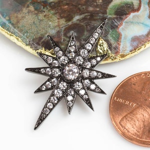 Starburst CZ Gold Pave 19*30mm Glue on Piece- Gunmetal