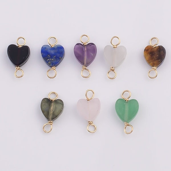 USA Gold Filled Permanent Jewelry Connectors Gemstone Heart Connector Charm 1420 Gold Filled 6mm Made in USA